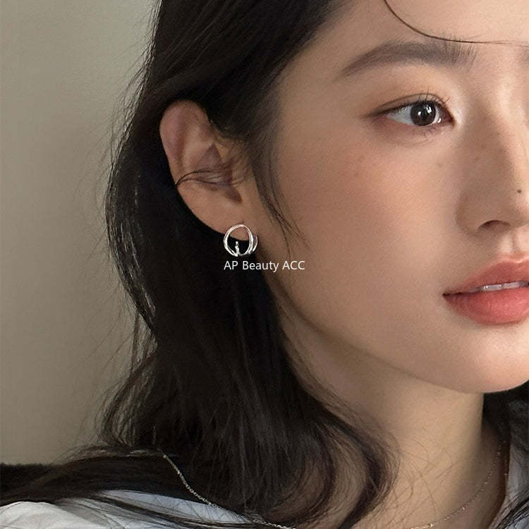 C廠-韓版幾何鏤空交織耳釘女ins小眾設計高級感素圈耳環不規則ins耳飾「EH-4410」25.12-1