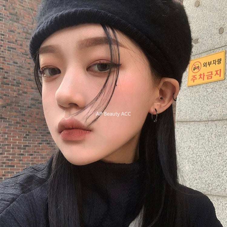 C廠-S99純銀素圈耳環女精緻小巧中性風新款耳扣小眾設計高級感耳骨釘「EH-2308」25.10-3