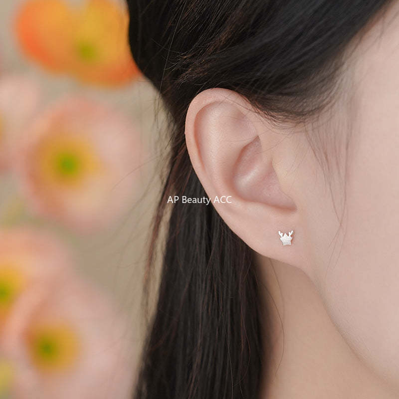 D廠-S999足銀輕奢鹿角星星螺絲耳環女文藝小眾高級感爆款自然耳飾「YC4123E_1」25.11-3