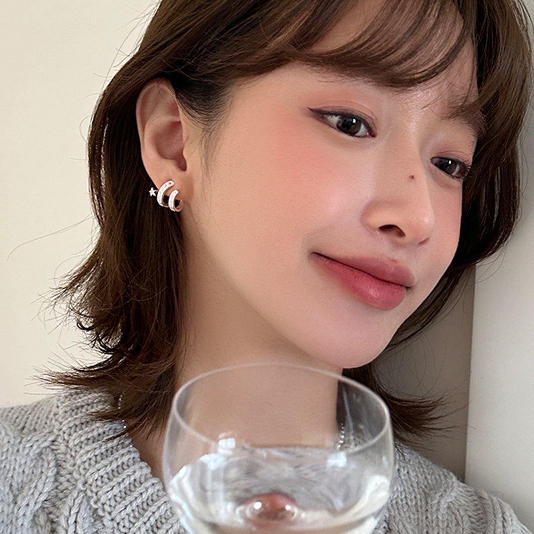 C廠-925銀針流星耳釘女INS韓版絕美爆閃鋯石耳環設計超仙小清新耳飾「EH-3503」25.06-2