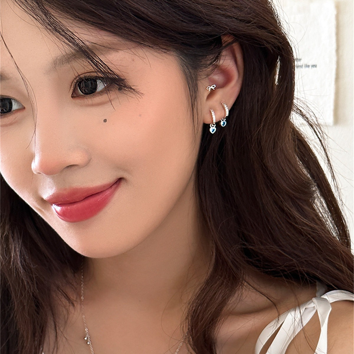 C廠-日韓甜美粉色鋯石愛心耳環女輕奢高級感ins百搭耳圈精緻小眾耳飾「EH-4052」25.09-3
