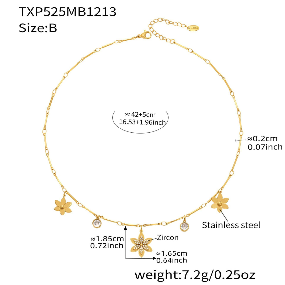 B廠-不鏽鋼超閃5A鋯石花朵吊墜項鍊手鍊INS小眾設計歐美熱銷新款飾品「TXP525」25.12-3