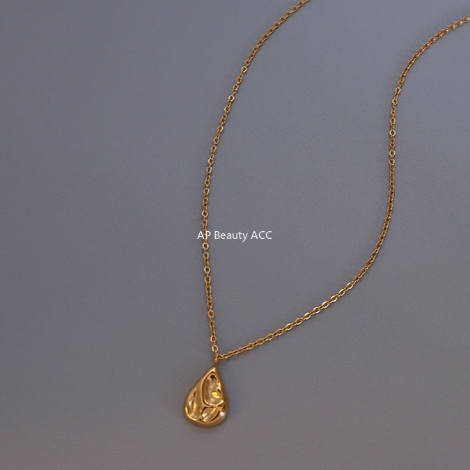 B廠-歐美新款水滴異形鎖骨項鍊法式小眾設計感鈦鋼材質項飾「P1012」25.11-2