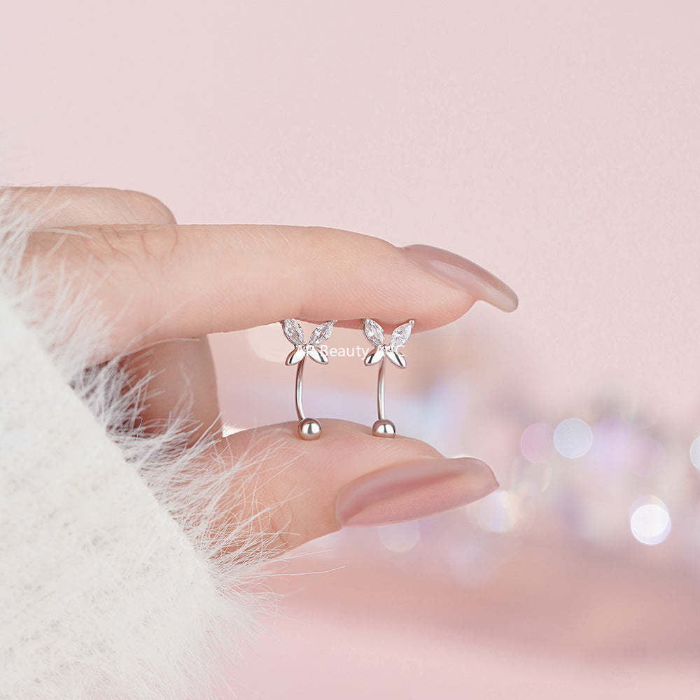 D廠-S999足銀蝴蝶螺絲耳鉤森系唯美養耳洞溫柔小清新優雅淑女耳飾「YC10288E_1」25.11-4