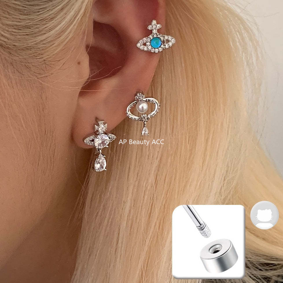 C廠-甜酷風爆閃鋯石星球耳釘鈦合金女高級感個性氣質別針鈦鋼新品耳飾「EH-4347」25.12-1