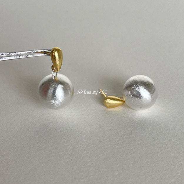 C廠-小眾設計拉絲金屬球耳釘女冷淡風個性925銀針高級感耳墜秋冬耳飾「EH-4287」25.11-4