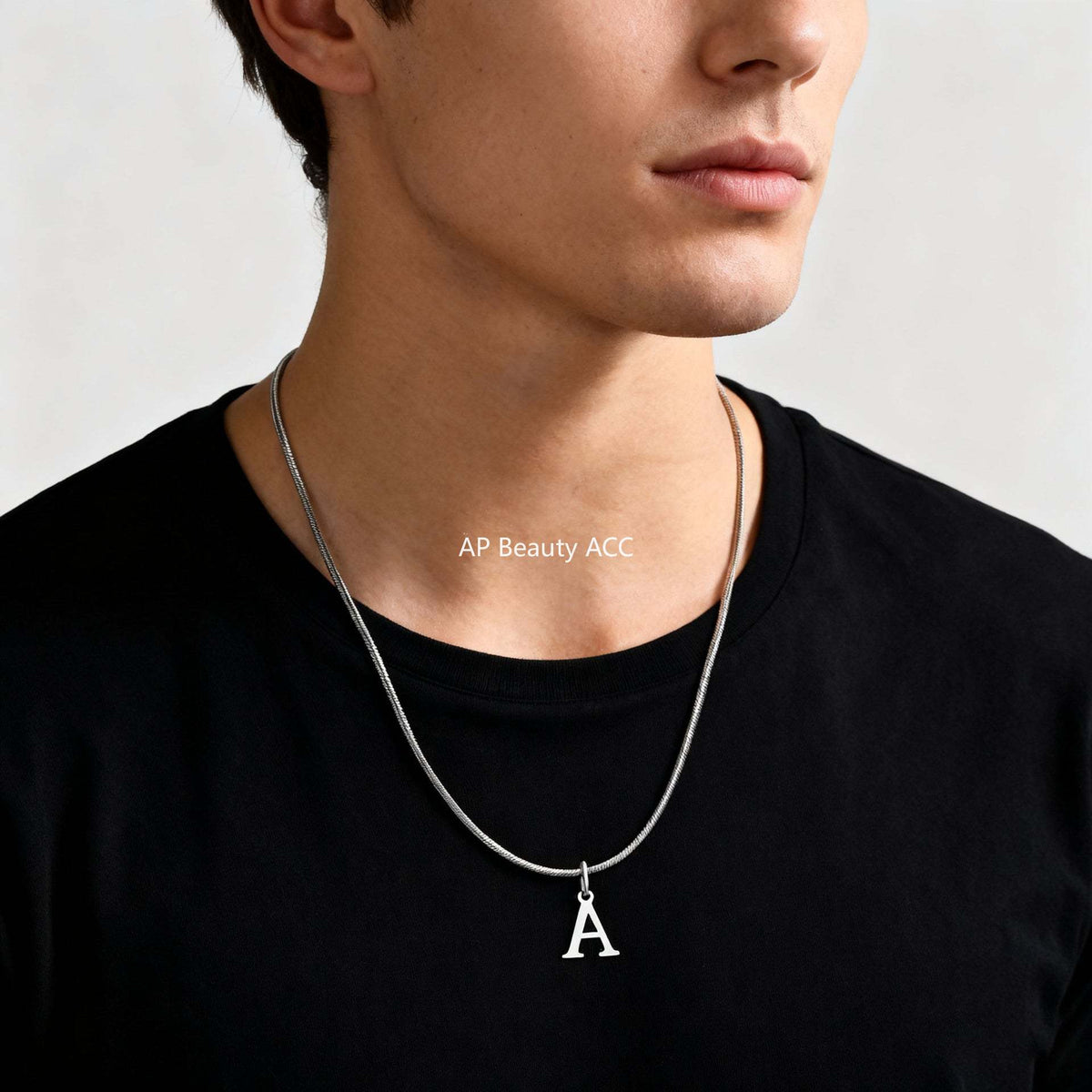 G廠-不鏽鋼跨境方蛇鏈26英文字母項鍊骨鏈鋼色「NC-1315」25.11-3