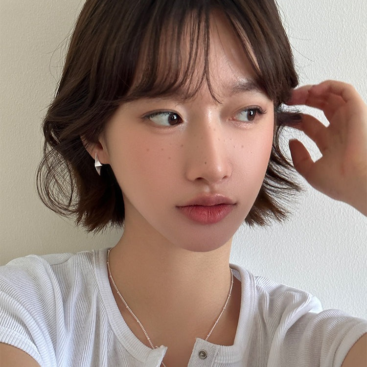 C廠-925銀針拉絲立體四芒星耳釘女輕奢高級氣質耳環日常百搭秋冬耳飾「EH-4119」25.11-2