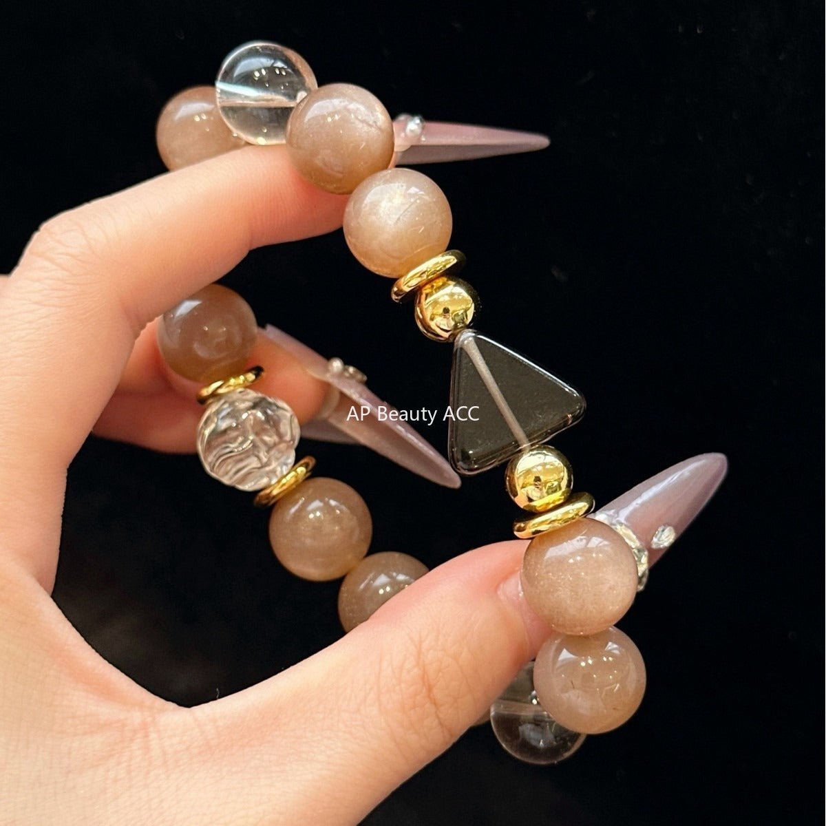 AS廠-天然水晶高級感設計奶茶月光白水晶狐狸手鍊手串批發女款「l2970」25.11-1