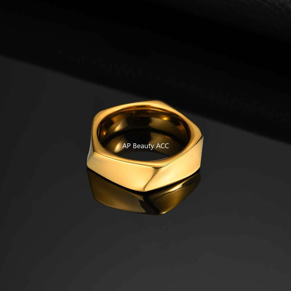 G廠-不鏽鋼男士小眾時尚個性簡約五邊形戒指黑色男士飾品「RC-915」25.10-5