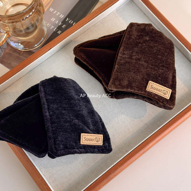 E廠-復古絲絨三角抓夾女高級感2025新款高端後腦勺盤髮大號鯊魚夾髮卡「27750」25.12-1