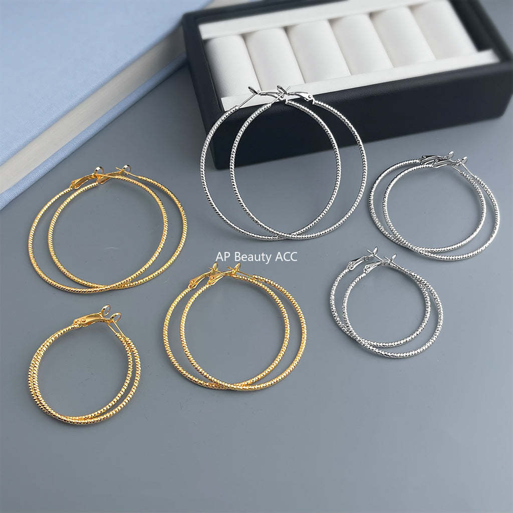 A廠-時尚個性冷淡風大耳圈圓圈銀針高級感通勤百搭工廠耳飾「7165-7172」25.11-4