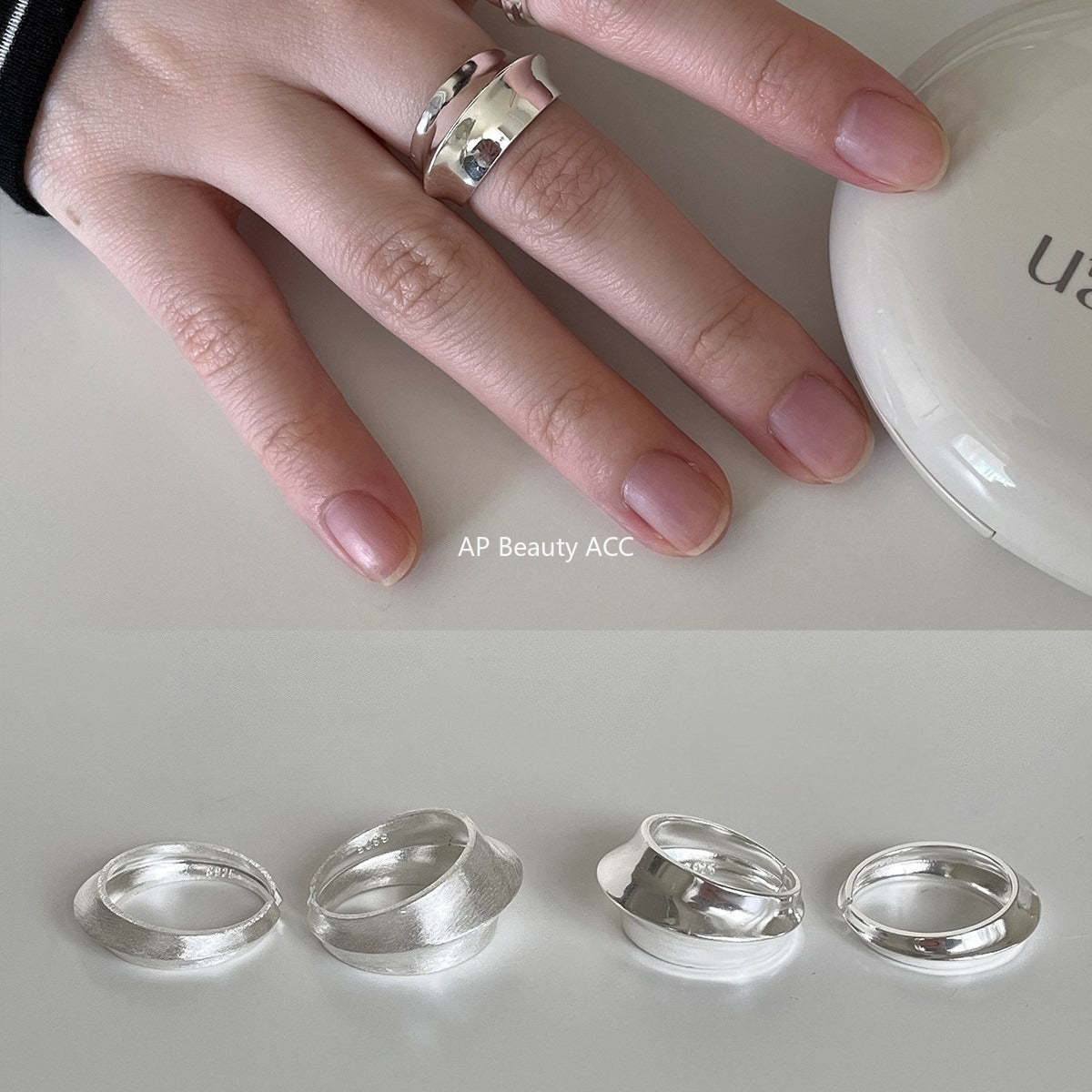 C廠-小眾清冷感磨砂素圈戒指女輕奢高級感ins食指戒百搭設計氣質指環「JZ-0729」25.11-3