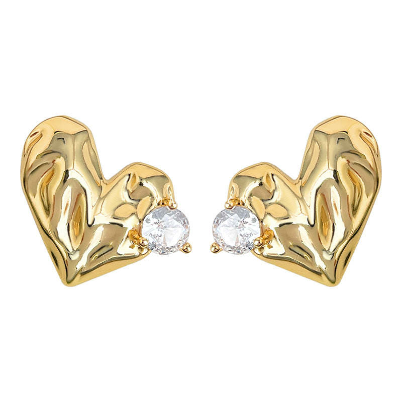 A廠-原創肌理感微鑲鋯石925銀針時尚高級感輕奢風愛心耳飾工廠 耳釘女「7152」25.11-4