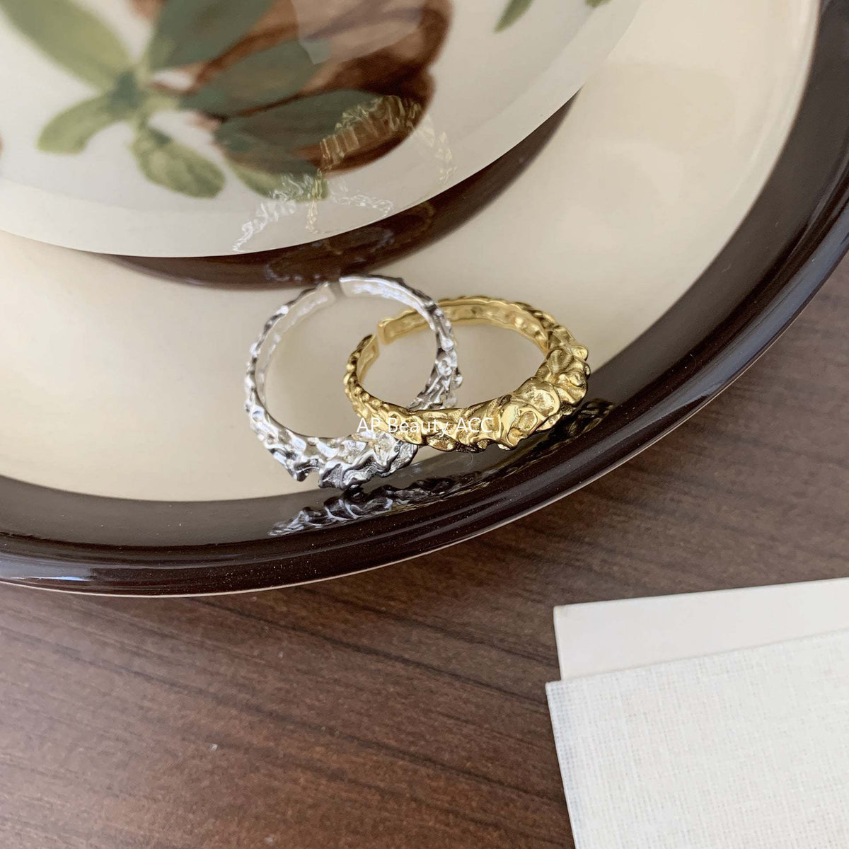 F廠-歐美時尚不規則凹凸面925純銀錫箔紙開口簡約異形戒指「J1393」25.12-3