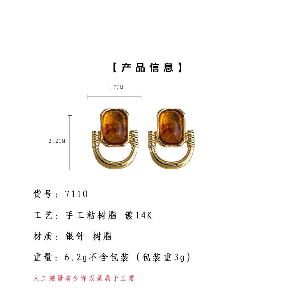 A廠-2025美拉德風幾何時尚高級感新款爆款耳環工廠文藝復古耳環「7110」25.11-3