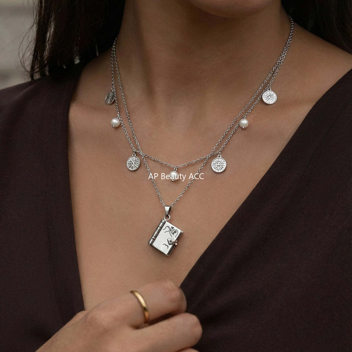 B廠-不鏽鋼小書本可打開刻字吊墜項鍊鍍18k真金歐美時尚熱銷新款飾品「RP022」25.12-3