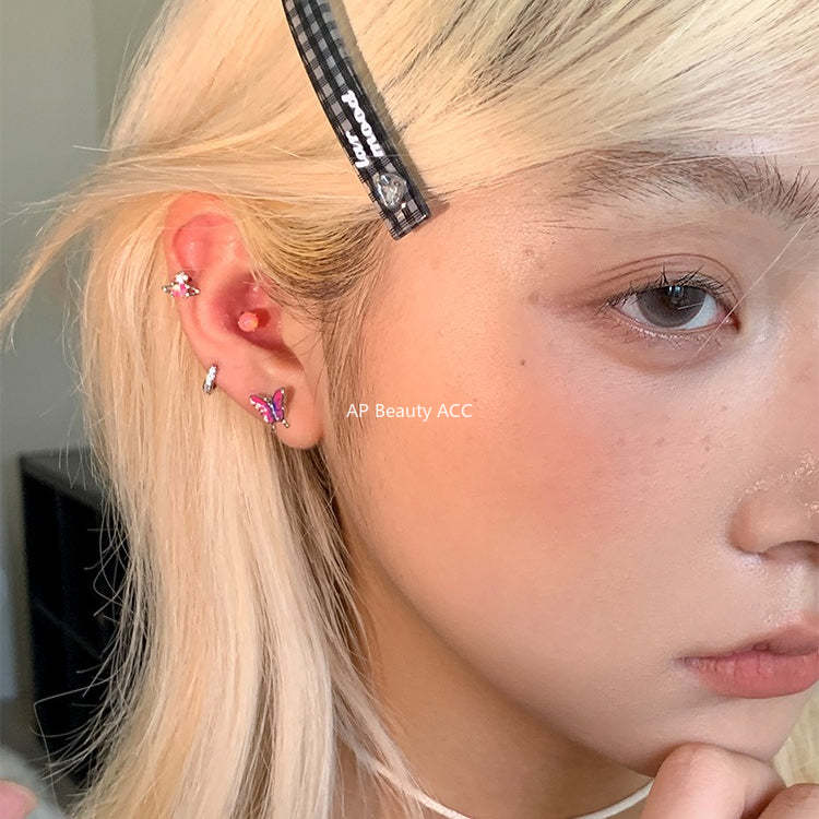 C廠-森系靈動蝴蝶耳釘女絕美夢幻甜美風銀針耳骨釘甜酷高級感秋冬耳飾「EH-4126」25.10-5