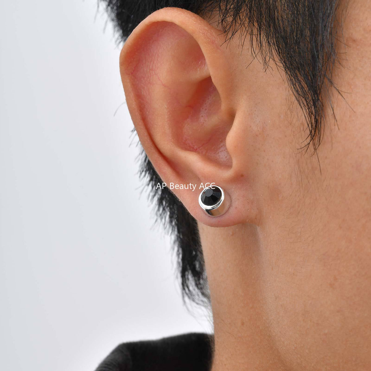 G廠-復古風 歐美跨境爆款塑料材質黑鋯石男士個性無耳洞耳夾「ES-331」25.12-1