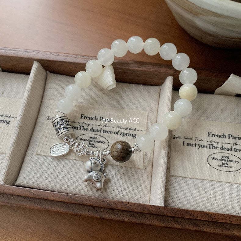 C廠-新中式國風古風2026生肖馬年小馬漢青玉手串S925純銀手鍊「1510」25.11-3