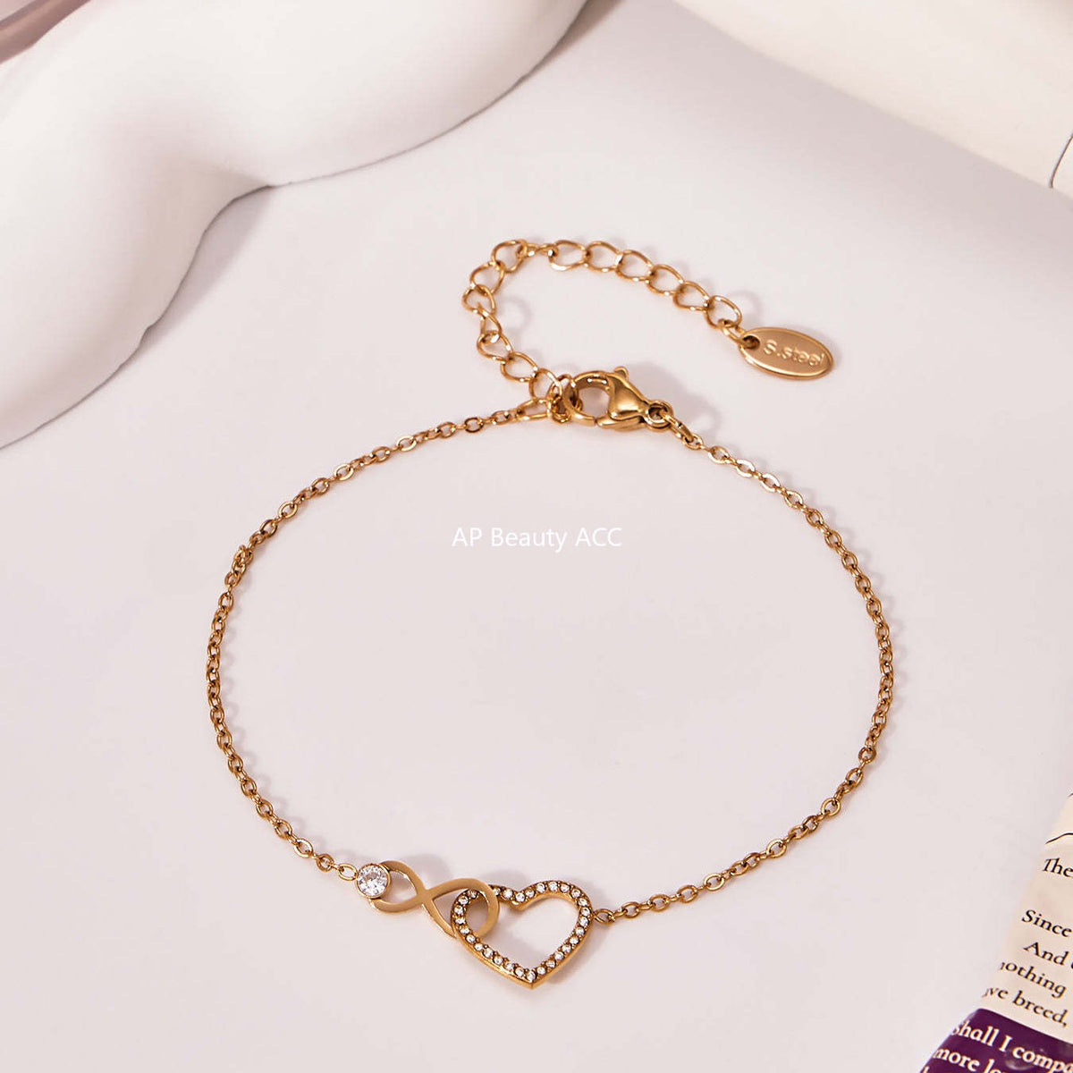 B廠-跨境熱銷款愛心8字鋯石超精緻項鍊手鍊套裝不鏽鋼鍍18k真金「TXP461」25.11-3