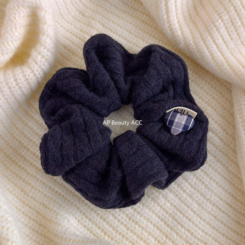 E廠-韓系麻花針織褶皺毛線大腸髮圈高級感氣質頭花髮繩扎頭高彈力頭繩「27707」25.11-4