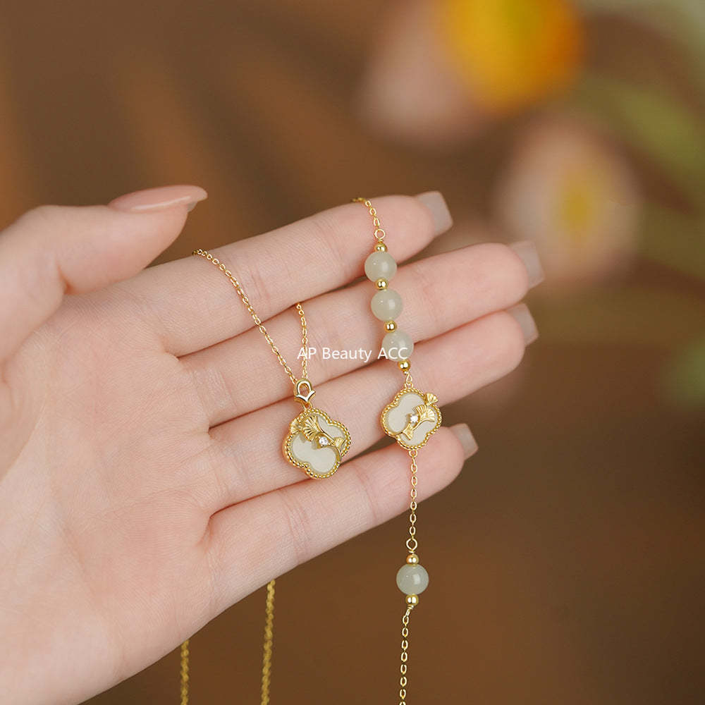 D廠-原創純銀S925何其有幸銀杏葉項鍊溫柔輕奢個性耳環小眾手鍊批發「YC9194E_1 YC4558SL_1 YC2030N_1」25.12-1