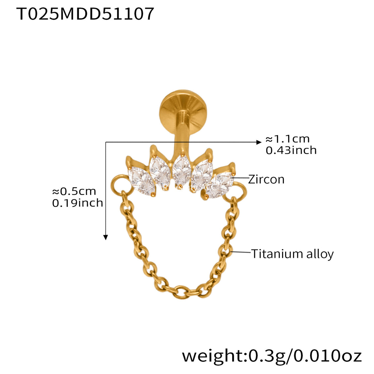 B廠-撒旦的孩子美人魚穿刺唇釘女鈦合釘甜酷辣妹唇環鈦合金飾品「T009」25.11-2
