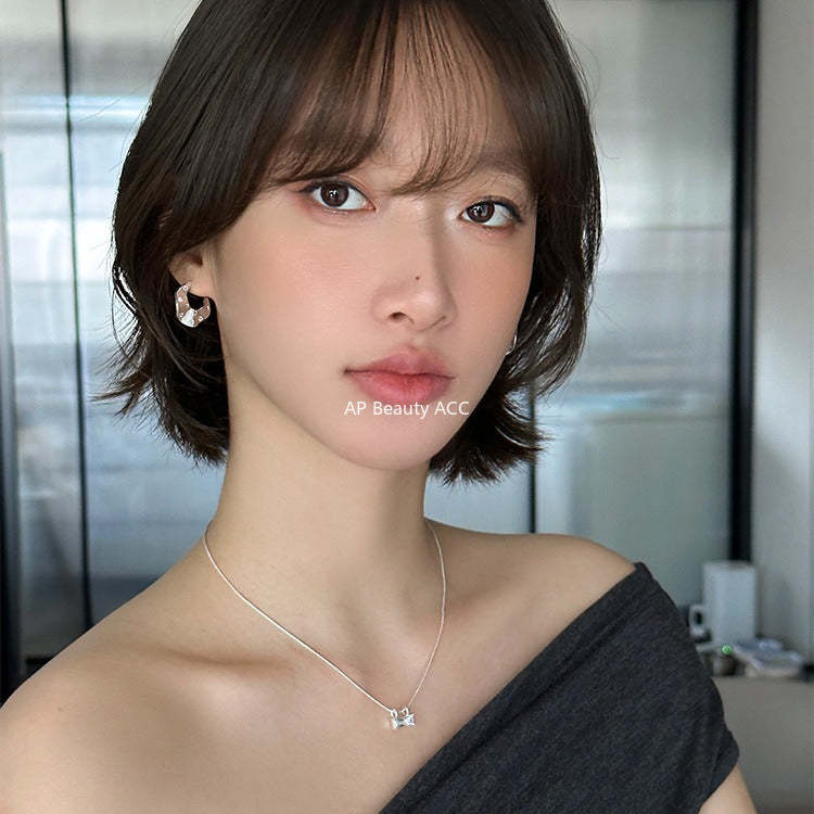 C廠-歐美風褶皺復古鋯石耳釘女冷淡風獨特誇張耳環簡約氣質新款潮耳飾「EH-4185」25.10-5