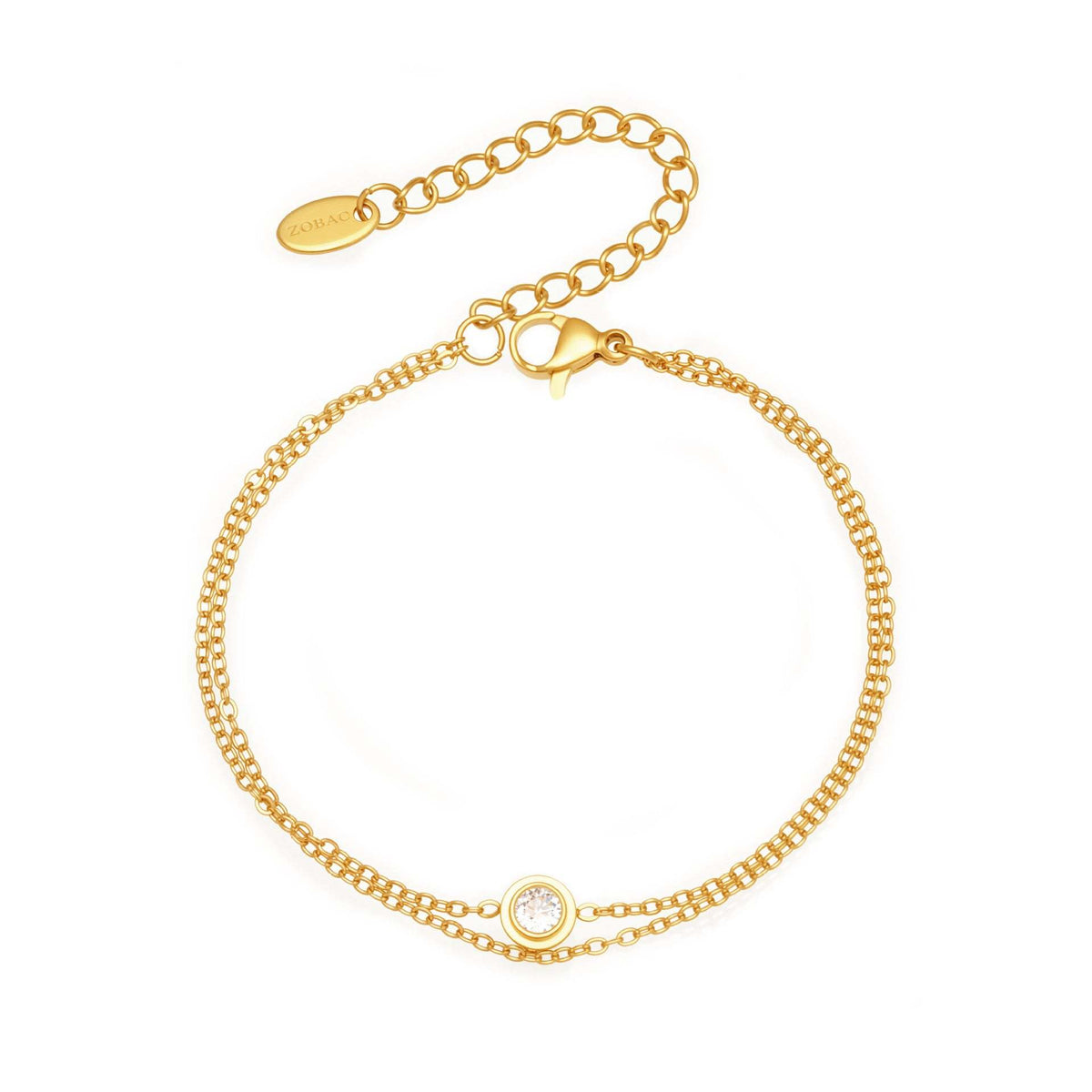 B廠-不鏽鋼單鑽鋯石雙層手鍊鍍18k真金 INS冷淡風疊戴氣質新款手飾女「E198」25.12-3