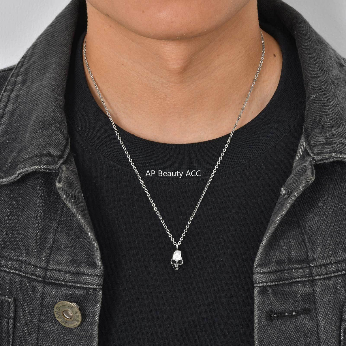 G廠-不鏽鋼扁十字鏈骷顱頭吊墜項鍊「NC-2619」25.12-2