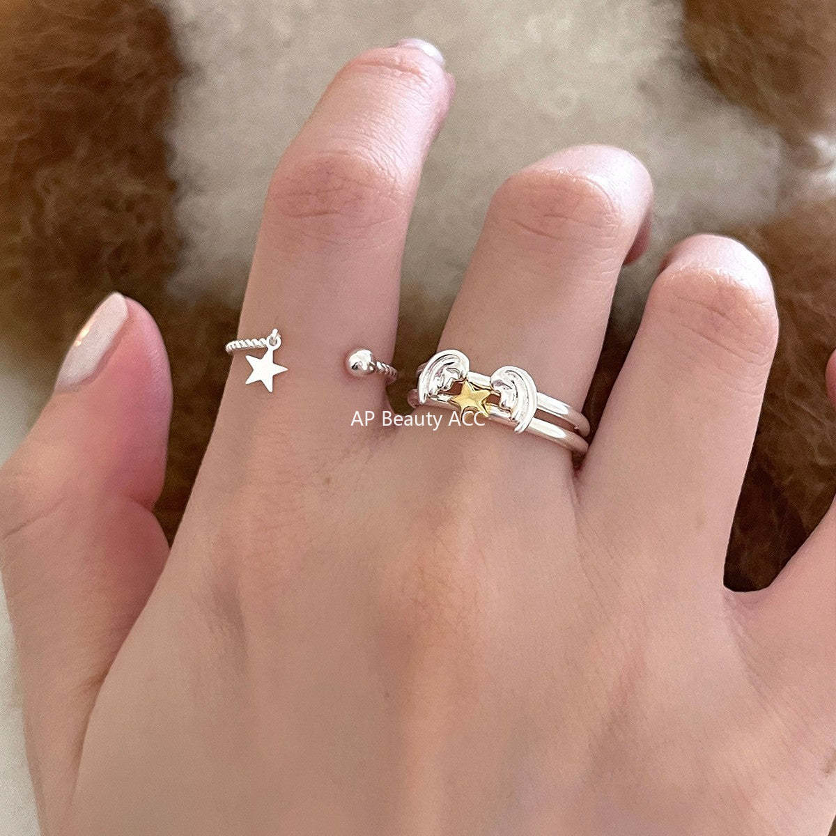 C廠-超仙百搭天使之翼疊戴戒指女簡約精緻高級感星星純銀食指戒新指環「JZ-0717」25.10-5