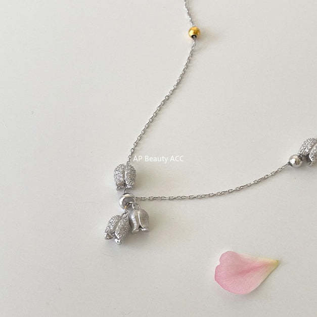 C廠-新中式清冷氣質鈴蘭花項鍊甜美輕奢爆閃鋯石鎖骨鏈高級感秋冬頸鏈「XL-1220」25.12-1