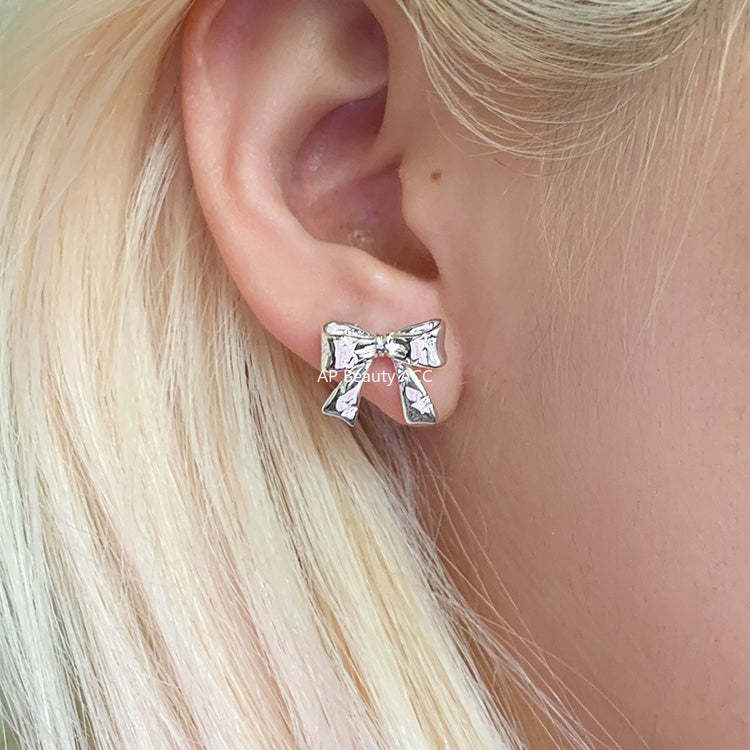 C廠-925銀針小香風蝴蝶結耳釘女精緻百搭韓系ins風耳環高級感秋冬耳飾「EH-4334」25.11-4
