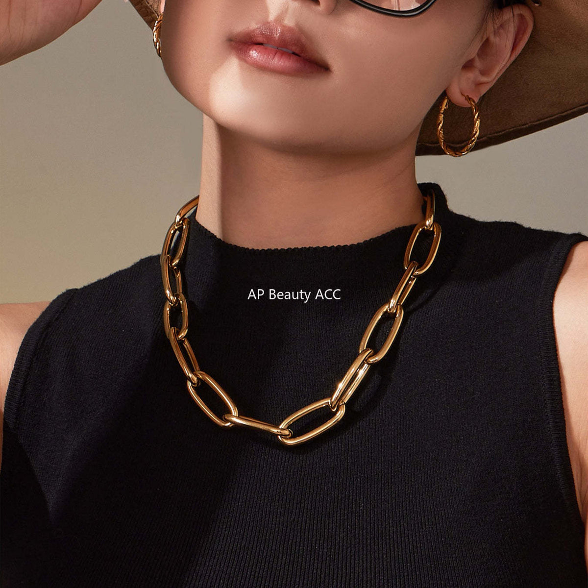 B廠-ins簡約風金屬扣古巴粗鏈條手鍊 時尚簡約單層朋克百搭項鍊「TXP468-TXE468」25.11-3