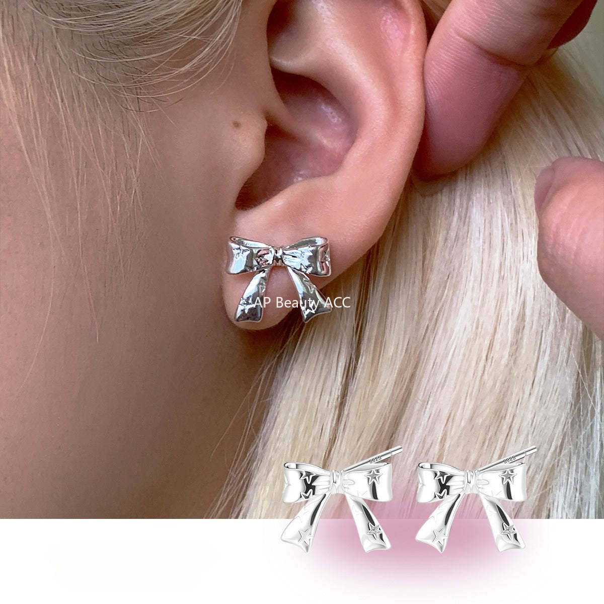 C廠-925銀針小香風蝴蝶結耳釘女精緻百搭韓系ins風耳環高級感秋冬耳飾「EH-4334」25.11-4