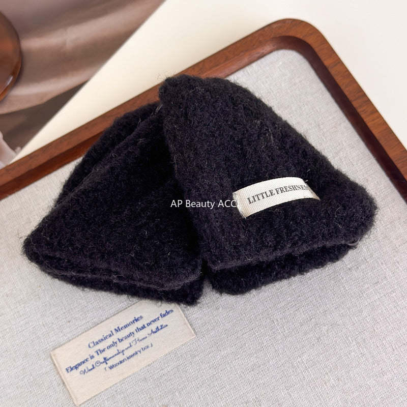 E廠-彩色毛呢三角抓夾女高級感2025新款大號鯊魚夾髮量大後腦勺盤髮夾「27721」25.11-4