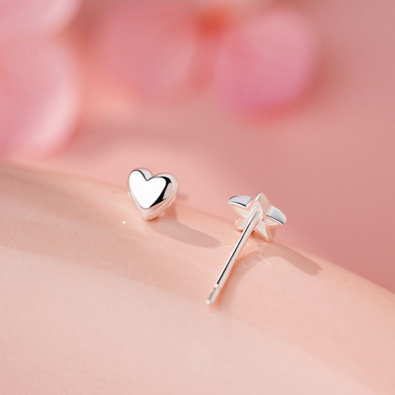 D廠-足銀S999愛心星星耳環韓風個性ins氛圍感唯美氛圍感小眾耳飾「YC9001E_1」25.11-4