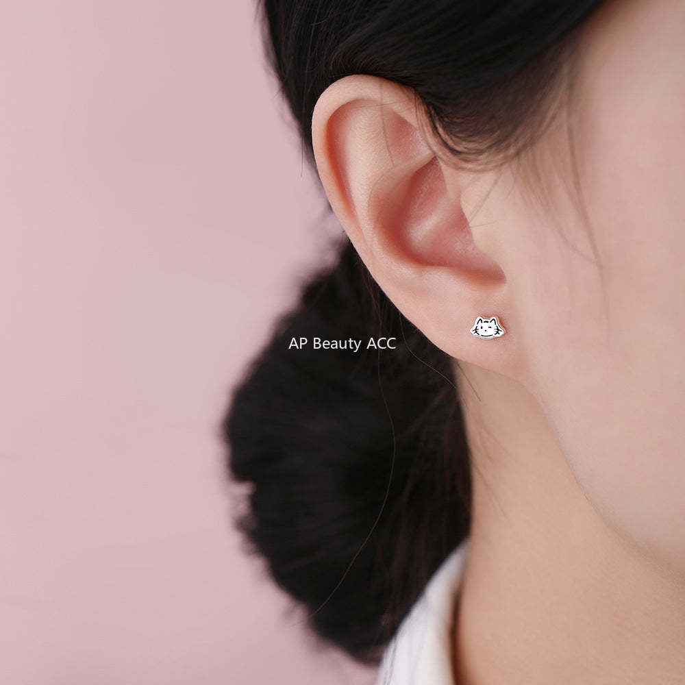 D廠-原創足銀S999貓咪小魚耳環溫柔精緻甜美小巧個性獨特韓風耳飾批發「YC9006E_1」25.12-2