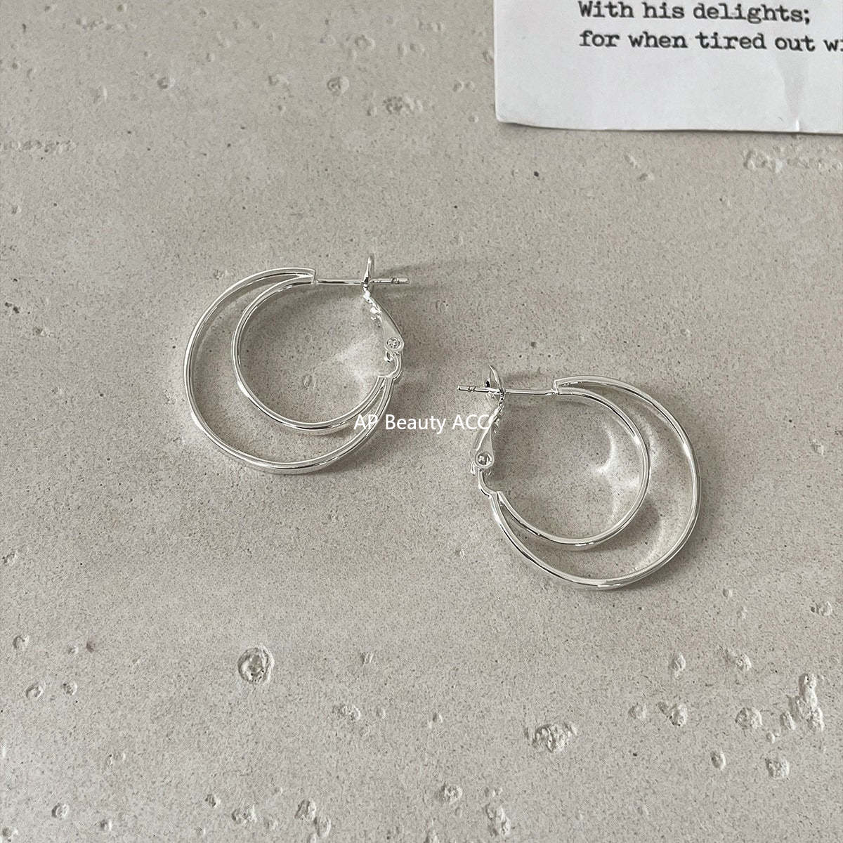 C廠-925銀針多層疊戴風大小圈耳環女氣質時尚高級感素圈耳圈輕奢耳飾「EH-4307」25.11-4