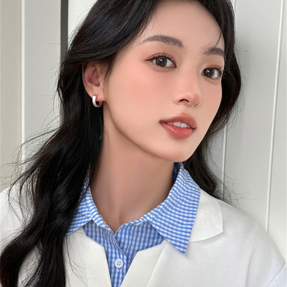 C廠-日韓百搭拉絲素圈耳扣女小眾設計極簡風星星耳環輕奢高級感耳飾「EH-3744」25.08-4
