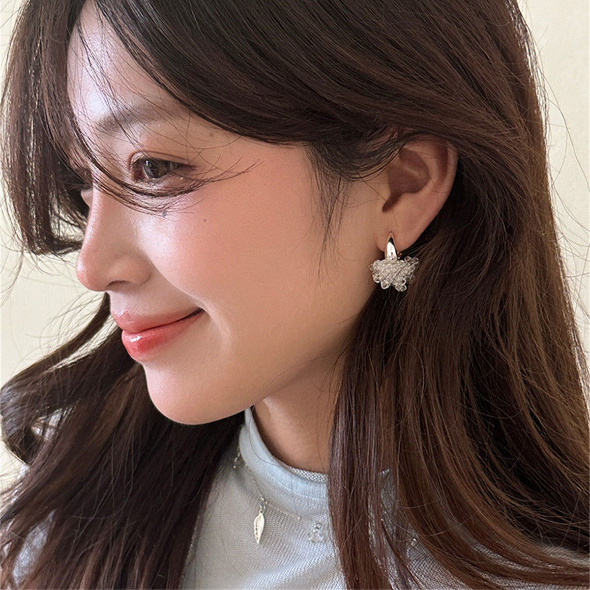 C廠-輕奢森系冷淡風鋯石花朵耳環女日系百搭超仙耳扣簡約小眾高級耳飾「EH-4170」25.10-2