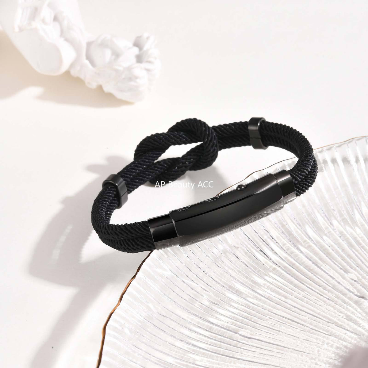 G廠-不鏽鋼男士調節扣黑色無限符號米蘭繩同心結手繩手鍊「BL-739」25.11-2