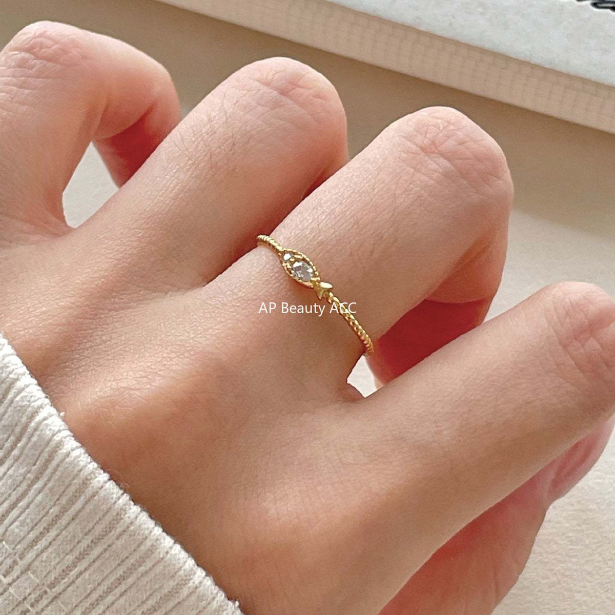 F廠-韓版小紅書ins簡約S925純銀鋯石小魚戒指設計感個性戒指圓「J2144」25.11-3