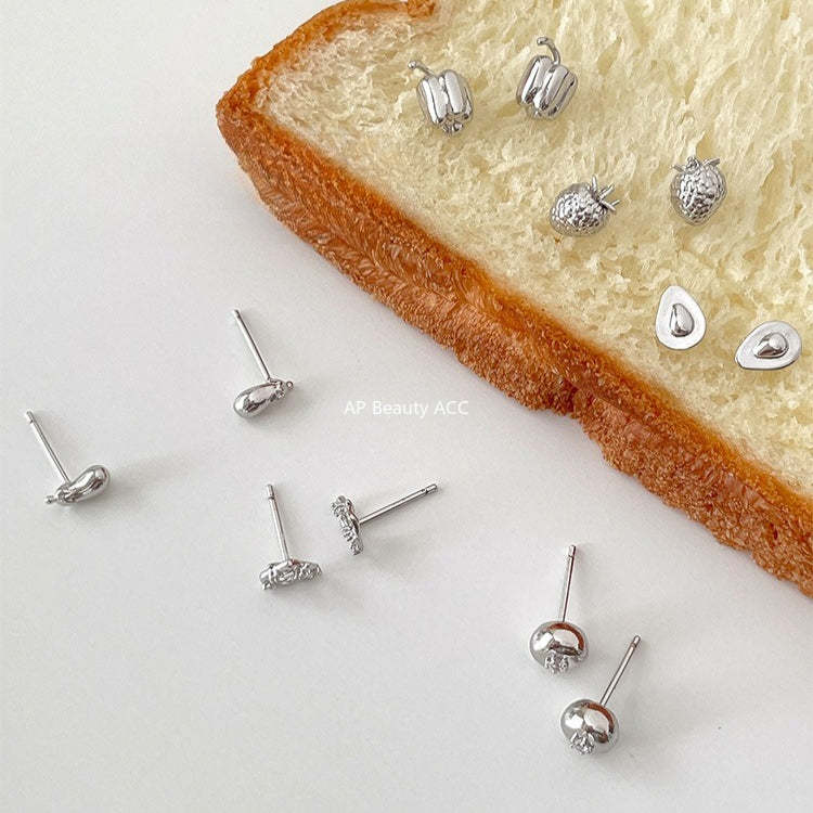 C廠-925銀針蔬菜茄子耳釘女森系小清新獨特牛油果耳環輕奢高級感耳飾「EH-4260」25.11-3