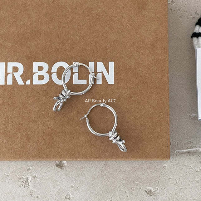 C廠-酷颯冷淡風獨特繩結耳扣女幾何個性冷淡風銀針耳扣輕奢高級感耳飾「EH-4395」25.12-2