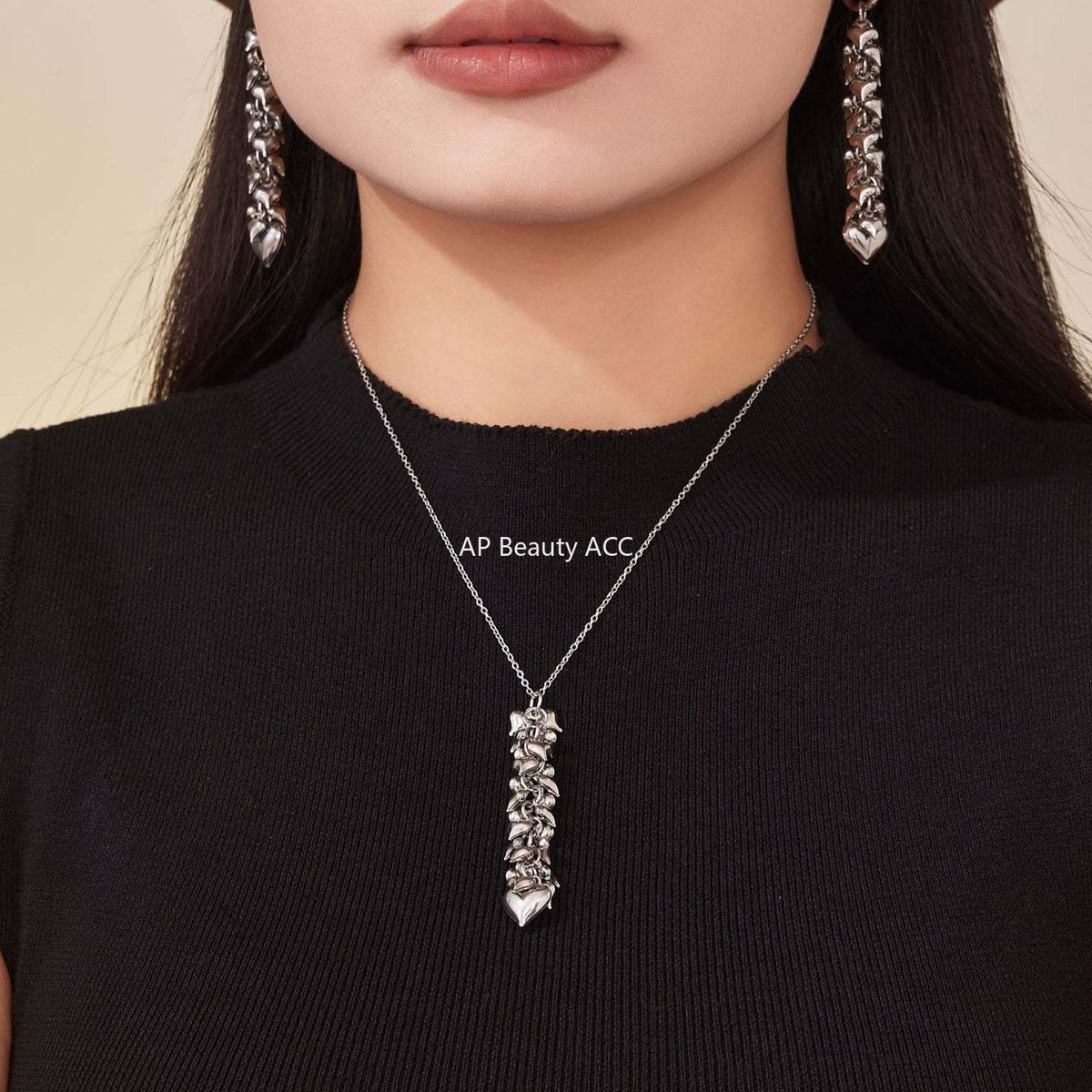 B廠-跨境熱銷款超多愛心手工項鍊耳環首飾套裝不鏽鋼鍍18k真金「TXP480」25.11-4