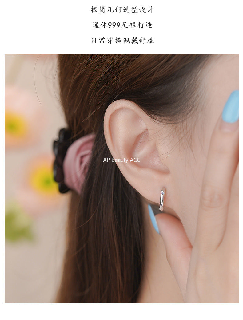 D廠-S999足銀日韓鋯石耳扣女簡約個性創意時尚小眾甜美耳飾「YC6654E_1」25.10-3