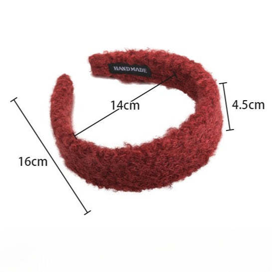 E廠-2025新款秋冬毛毛絨絨羊卷毛頭箍寬邊壓髮卡髮捆頭飾高顱頂髮箍女「27649」25.11-1
