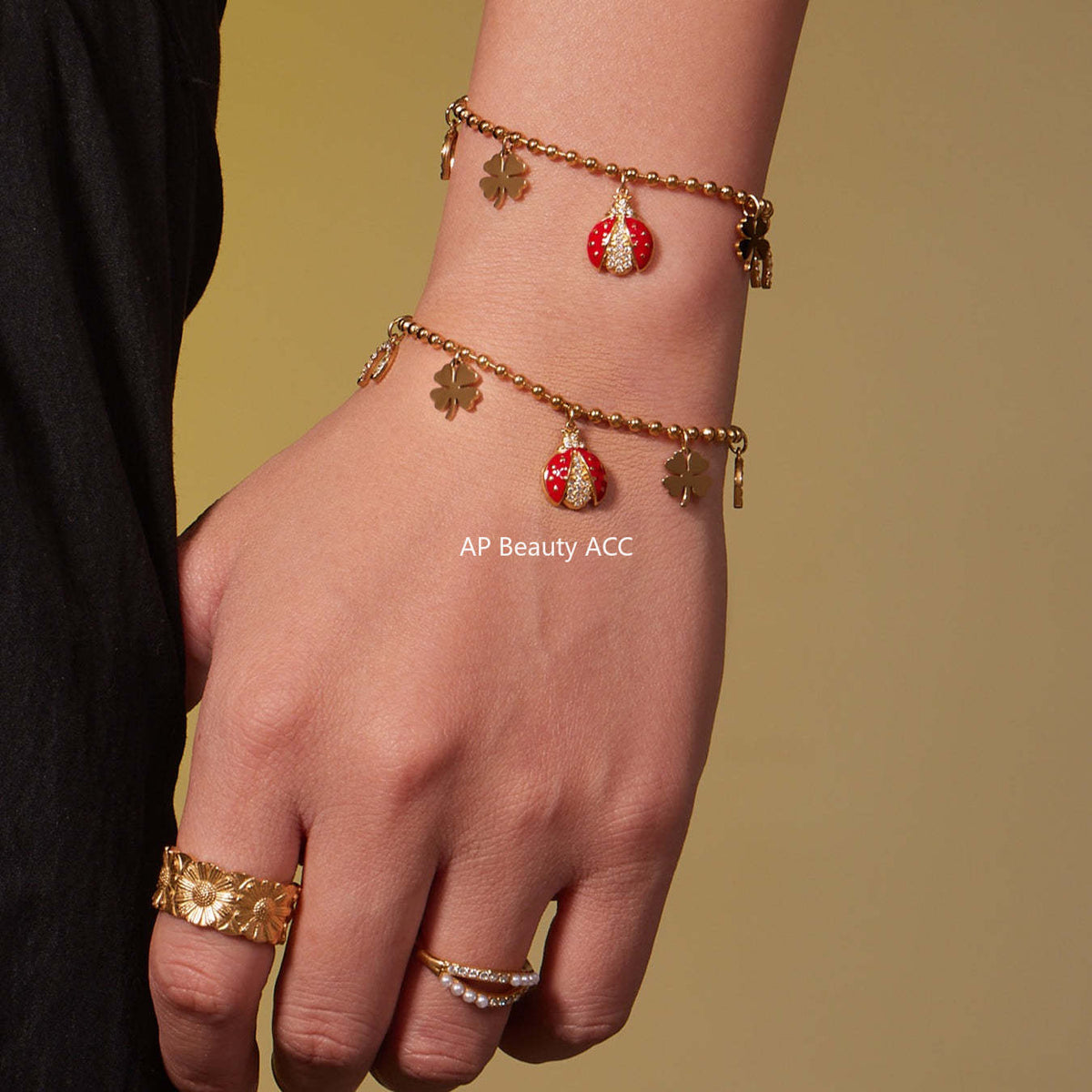 B廠-不鏽鋼5A鋯石滴油七星瓢蟲多配件吊墜項鍊手鍊耳環腳鏈套裝「TXP479」25.11-4